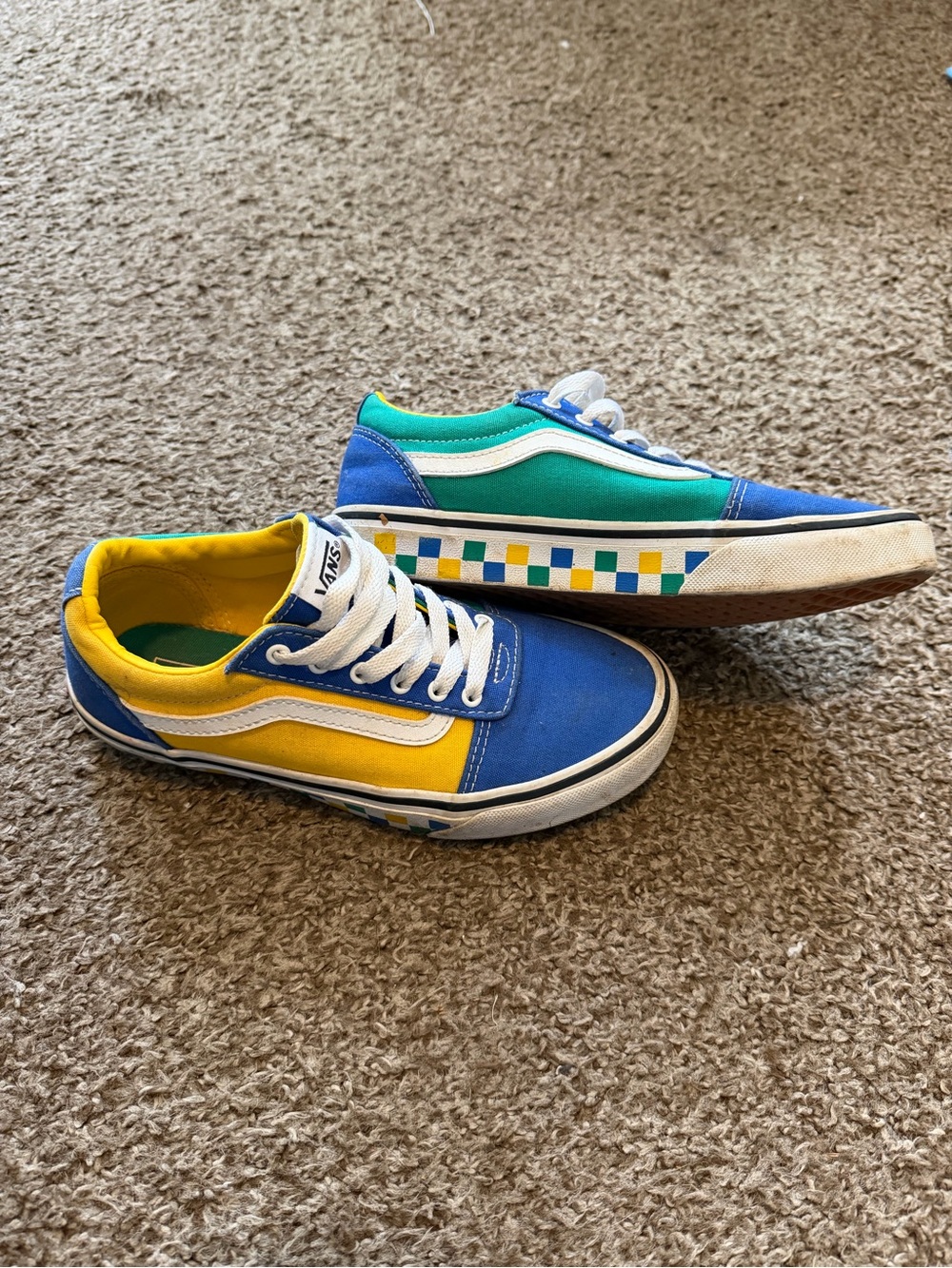 Vans Old Skool Yacht Club Multicolor Sneakers Youth Size 3 Blue Green Yellow